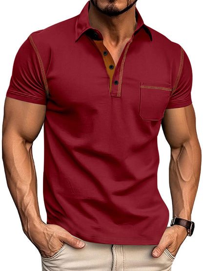 Herren Poloshirt Mit Kontrastdetails und Brusttasche Modern
