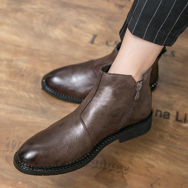 Damen Chelsea Stiefel Leder Schwarz Elegantes Design