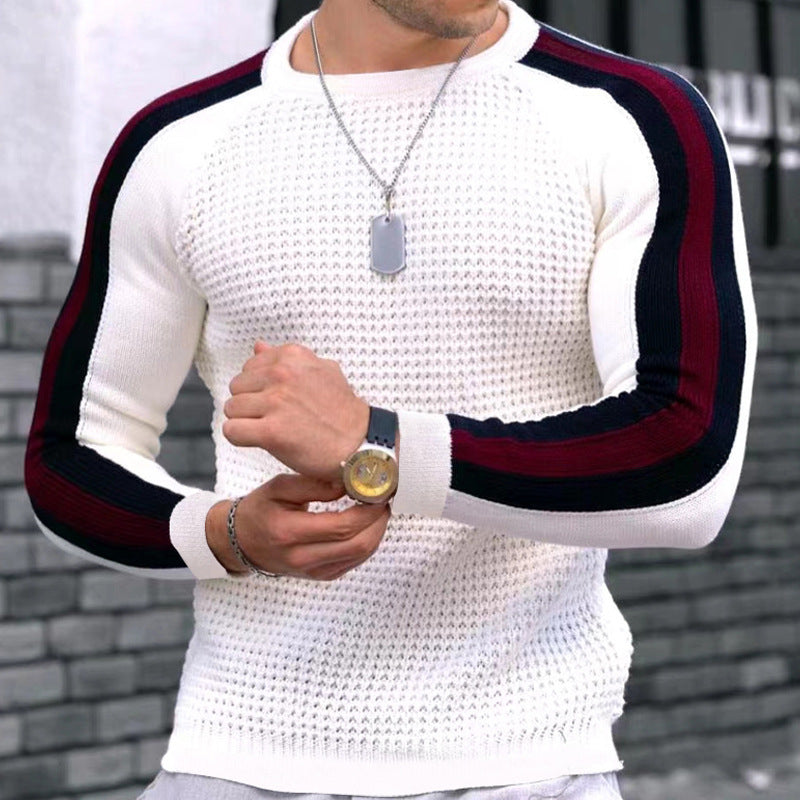Herren Strickpullover Modern mit Kontraststreifen Trendig - BerlinGlamour