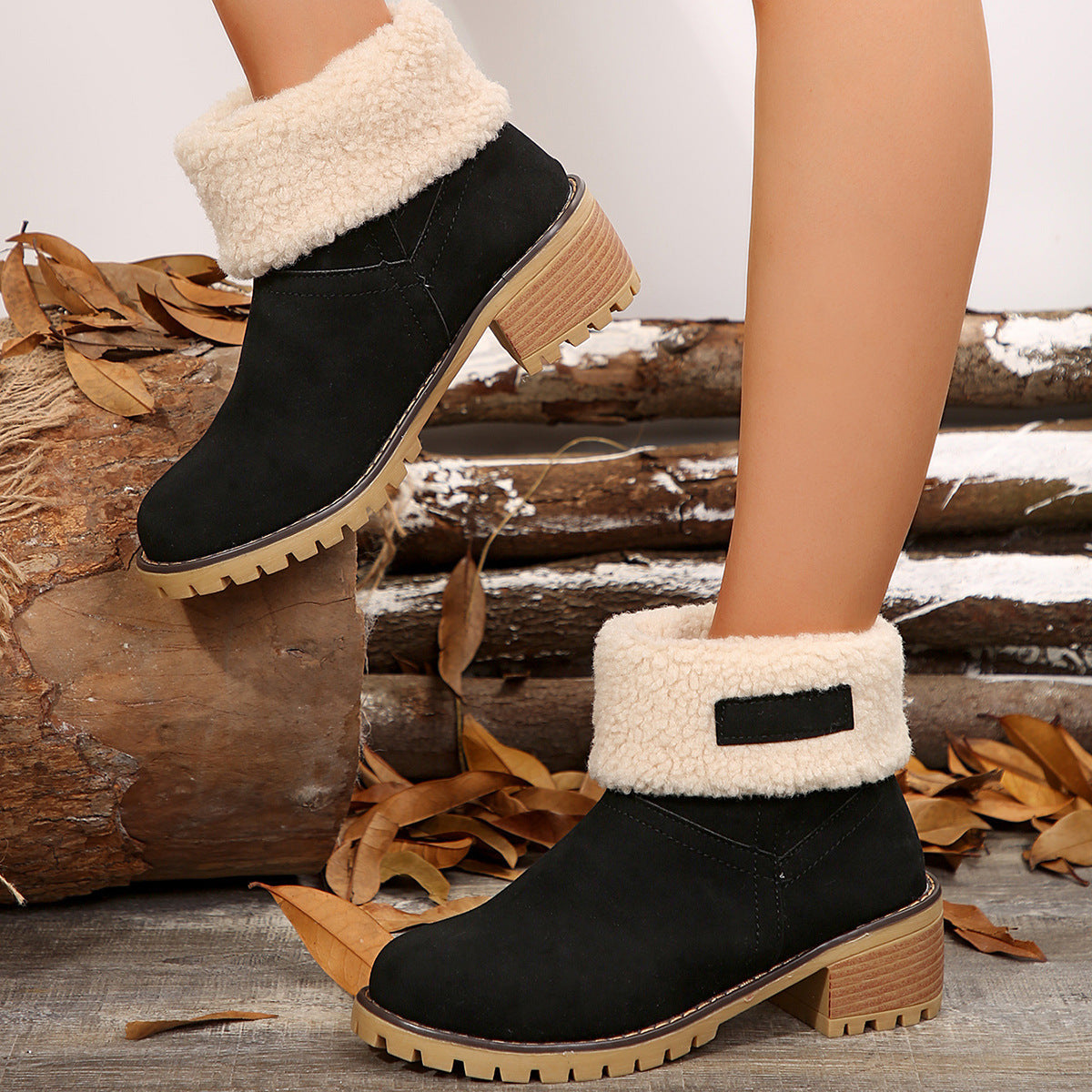 Damen Stiefeletten Warm Kuschelig Rutschfest