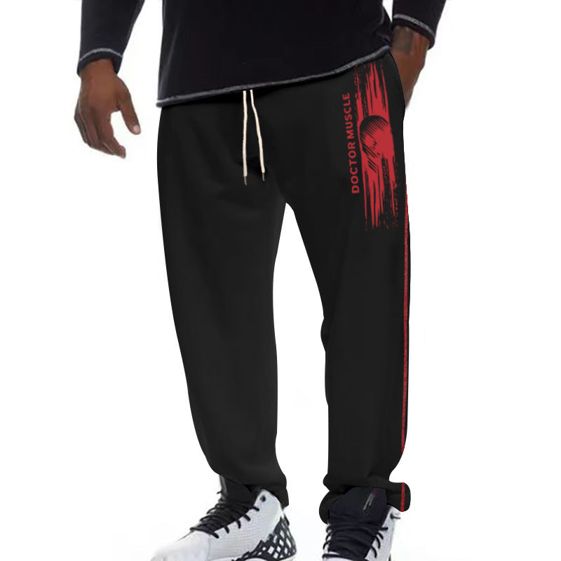 Herren Sport Jogginghose Bequem Streifen Schwarz