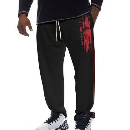 Herren Sport Jogginghose Bequem Streifen Schwarz