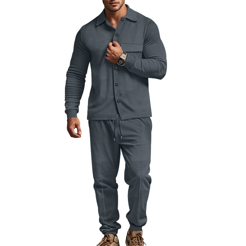 Bequemes Herren Sportset Langarmshirt Jogginghose Grau