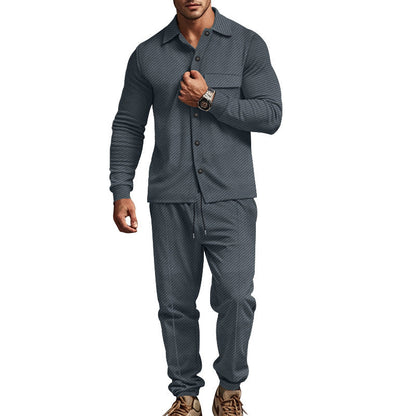 Bequemes Herren Sportset Langarmshirt Jogginghose Grau