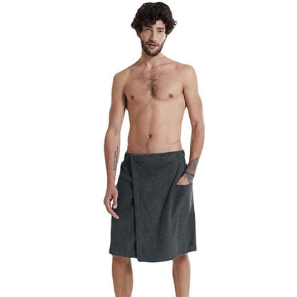 Herren Bademantel Frottee Weich mit Taschen und Verstellbund