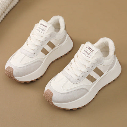 Damen Sneaker Plateau Weich Gefüttert Modern