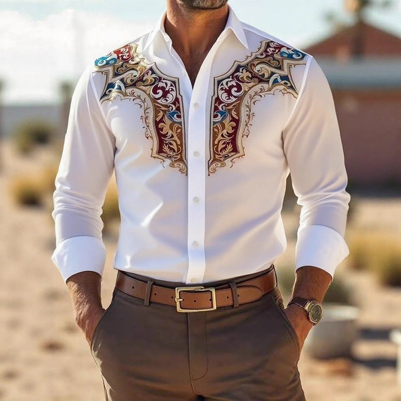 Herren Langarmhemd Modern mit Stickerei Elegant - BerlinGlamour