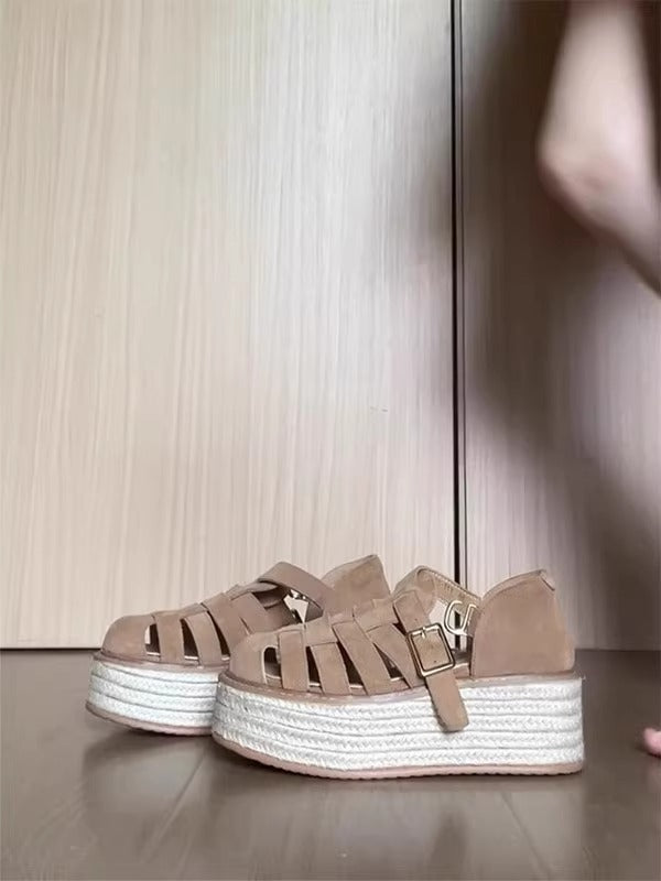 Damen Plattform-Sandalen Geflochtene Riemen Bequem Sommer