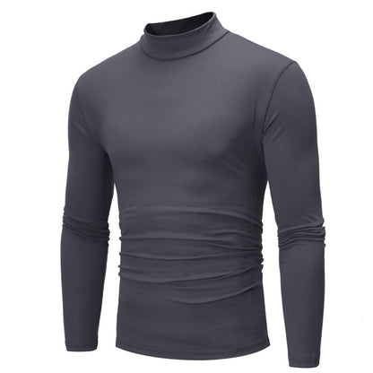 Herren T-Shirt Rollkragen Weich Jersey Elegant