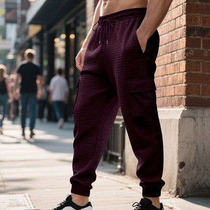 Herren Jogginghose Cargo Bequem Elastisch Grau