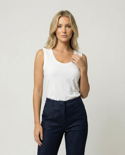 Damen Tanktop Sommer Basic Rundhals Oberteil Baumwolle - BerlinGlamour