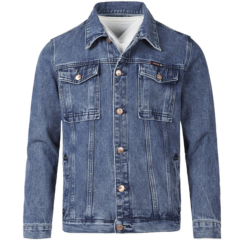 Herren Jeansjacke Slim Fit Modern mit Taschen und Nieten