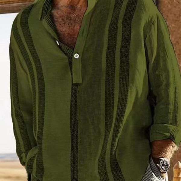 Herren Langarmshirt Modern Strukturiert Locker