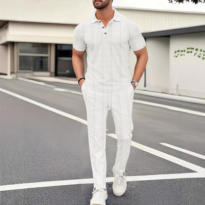 Herren Polo Jogger Set Modern Strukturiert