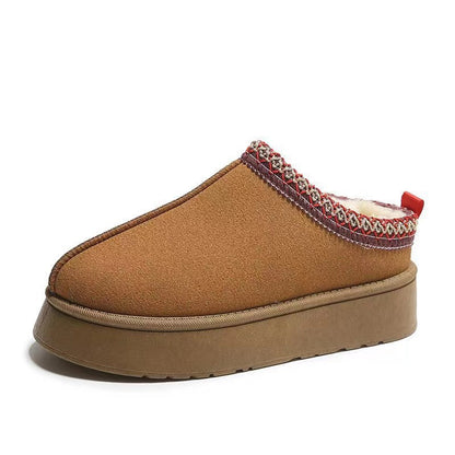 Damen Hausschuhe Warm mit Strickrand und weicher Sohle