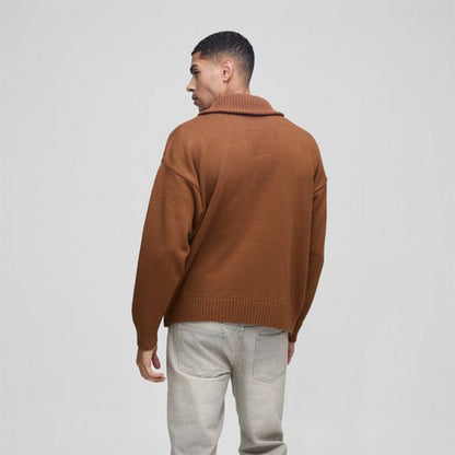 Herren Sweater Kurz Reißverschluss Modern Casual