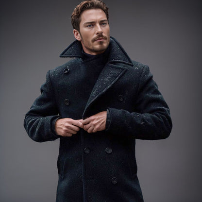 Herren Wintermantel Doppelreiher Eleganter Langmantel - BerlinGlamour