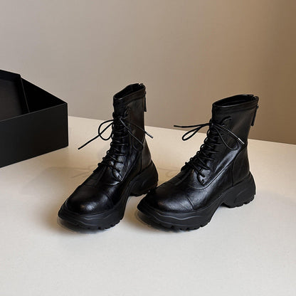 Damen Schnürstiefel Rutschfest Winterstiefel Schwarz