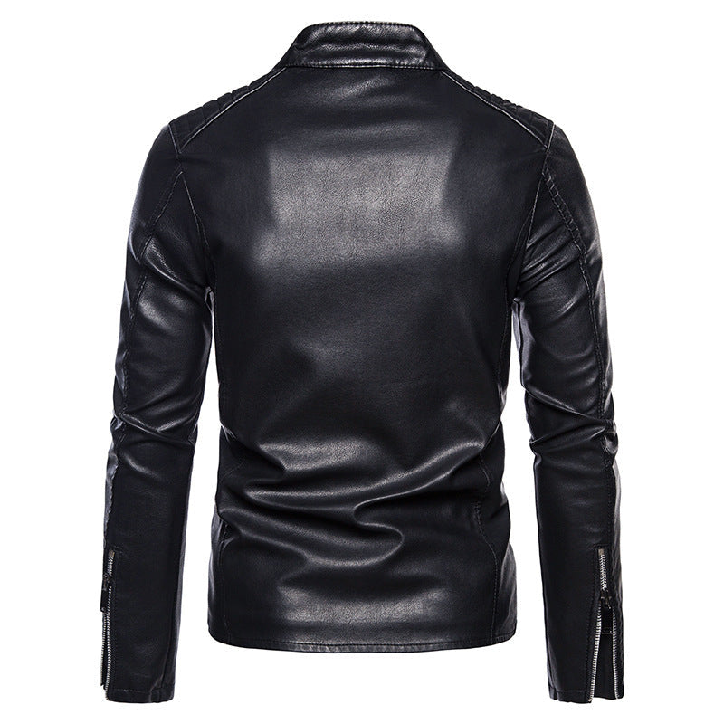 Herren Lederjacke Modern mit Nieten und Steppdetails