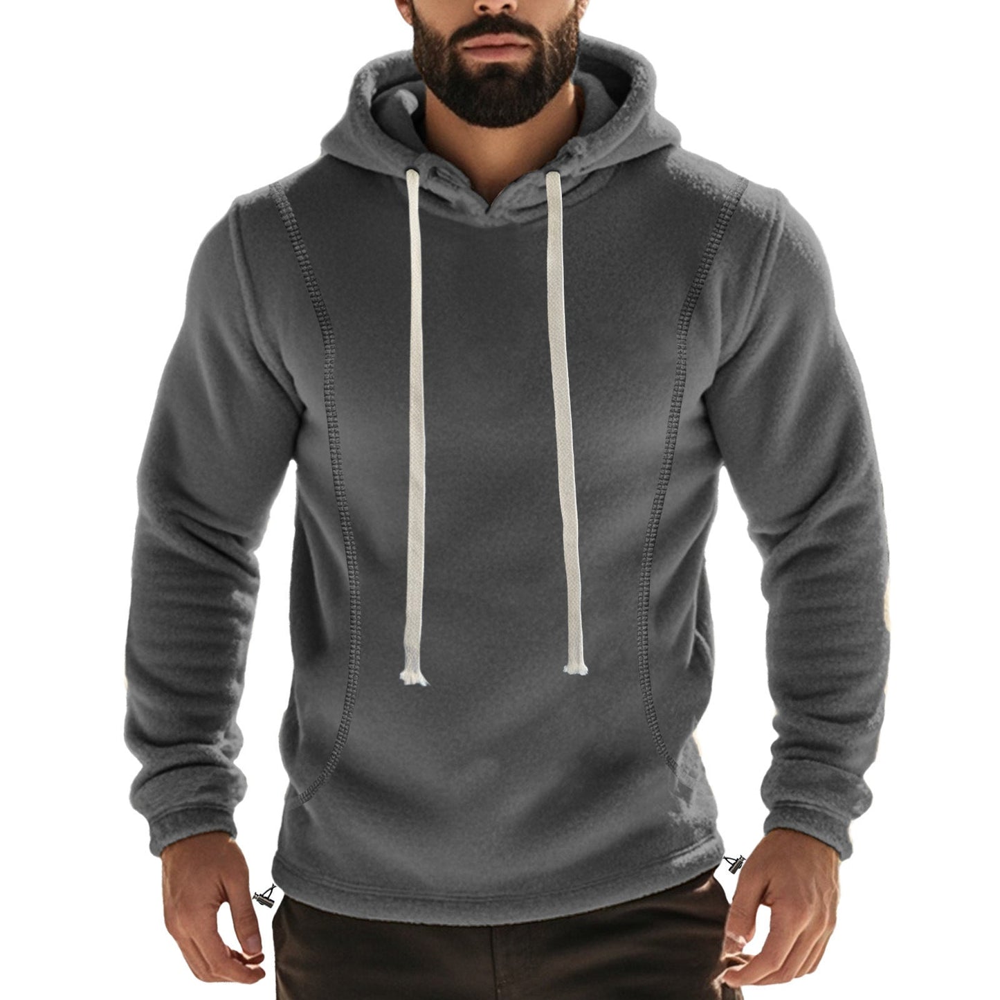 Herren Fleece Pullover Kapuzenjacke Hochkragen Tasche