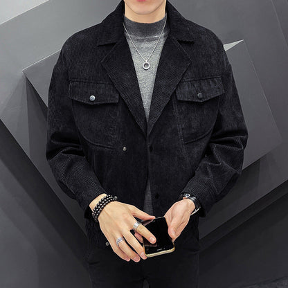Herren Hemdjacke Cord Freizeitjacke Lässig Modern