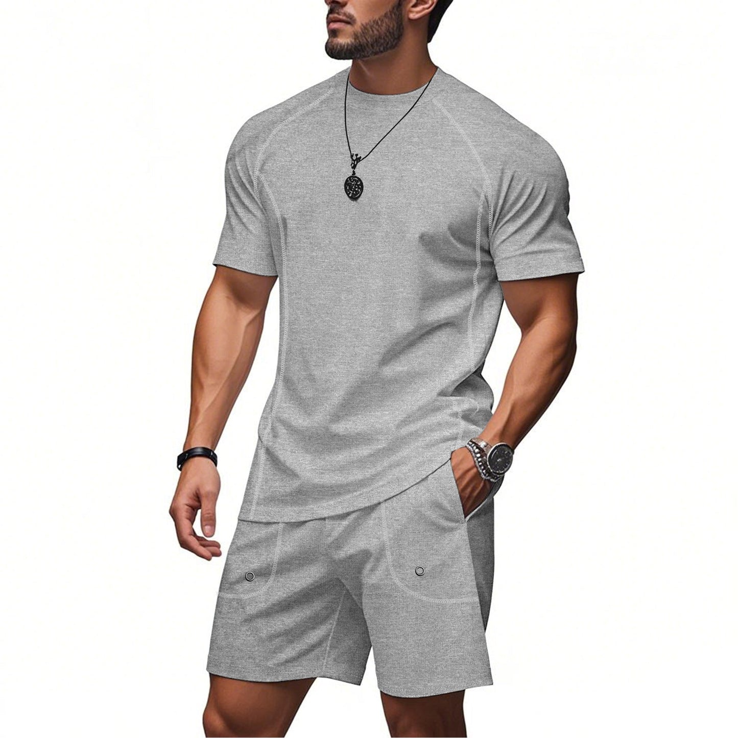 Herren Sport Set Kurzarm T-Shirt und Shorts atmungsaktiv