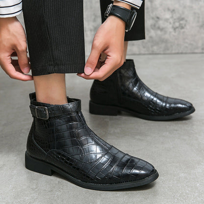 Damen Stiefeletten Schnürstiefeletten Elegante Krokodil Optik Schwarz