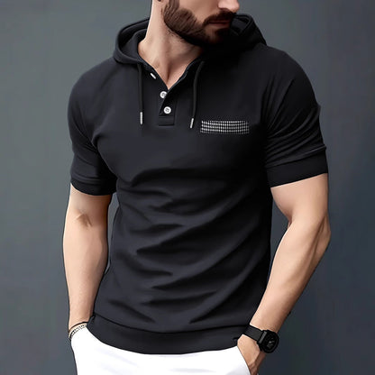Herren Poloshirt Kurzarm Kapuze Modern Sportlich - BerlinGlamour