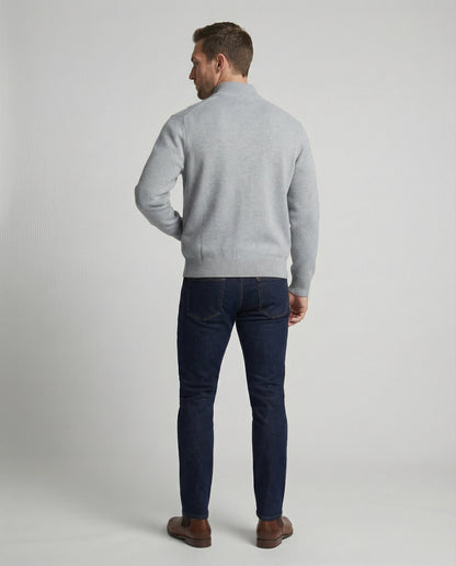 Herren Cardigan Strickjacke Grau Reißverschluss Herbst