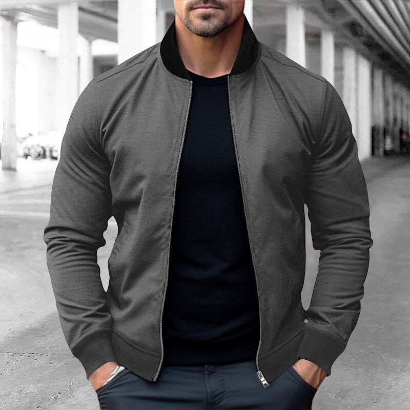 Herren Bomberjacke Modern Elastisch Mit Strukturärmeln