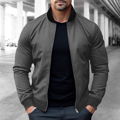 Herren Bomberjacke Elegant Schmal Schnitt Mit Reißverschluss