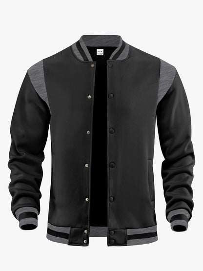 Herren Baseballjacke Kontrast Ärmel Modern Style