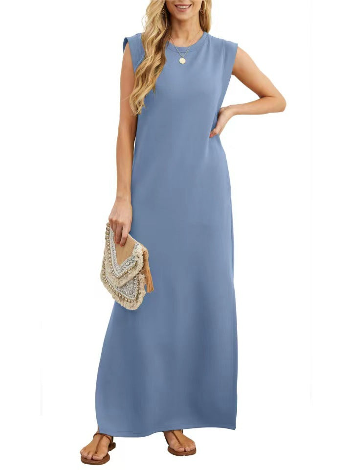 Damen Maxikleid Elegant Lang Ärmig Schlicht