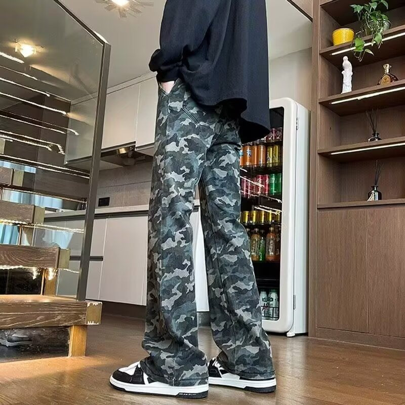 Herren Cargohose Camouflage Weite Bein Verstellbar