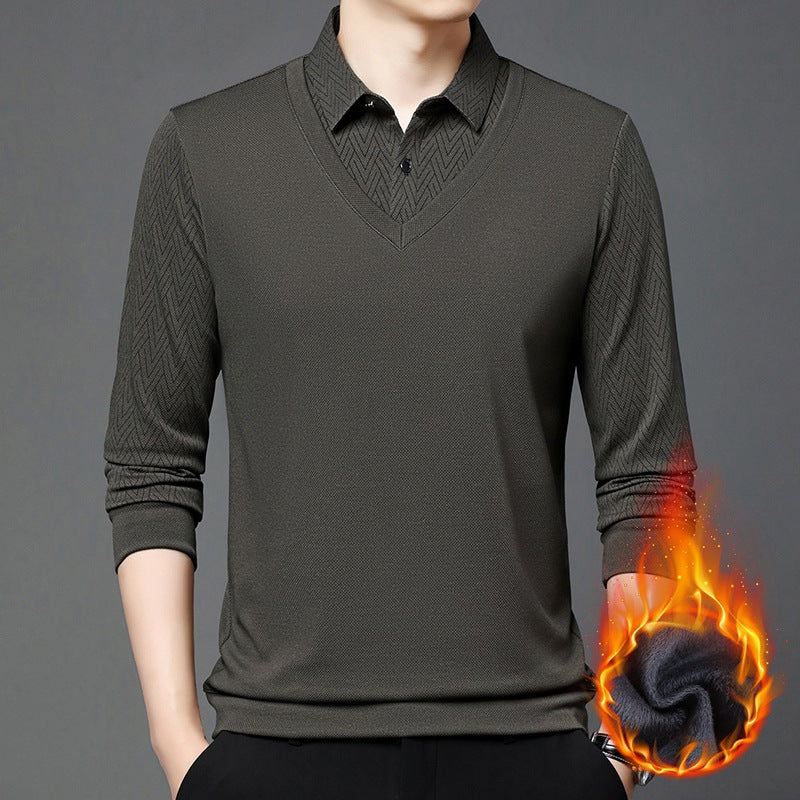 Herren Langarmshirt Modern Strukturiert Feuchtigkeitsregulierend