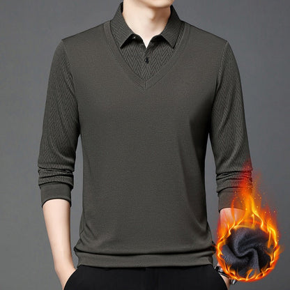 Herren Langarmshirt Modern Strukturiert Feuchtigkeitsregulierend