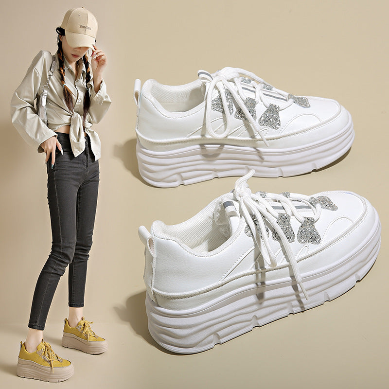 Damen Sneaker Sportlich Glitzer Plattform Schuhe - BerlinGlamour