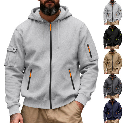 Herren Kapuzenjacke Praktisch mit Reißverschluss-Taschen Funktionell - BerlinGlamour