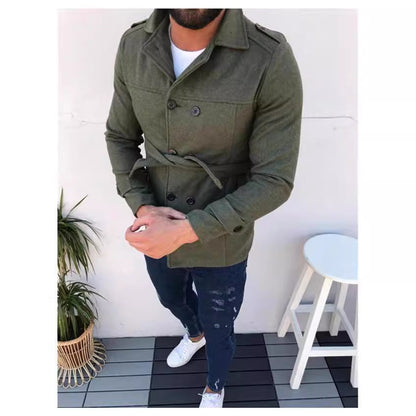 Herren Designerjacke Modern mit Reißverschluss und Gürtel