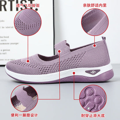 Damen Sneaker Sportlich Leicht Atmungsaktiv Slip-On
