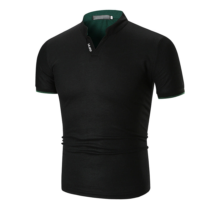 Herren Kurzarmhemd Modern Slim Fit Kontrast Kragen