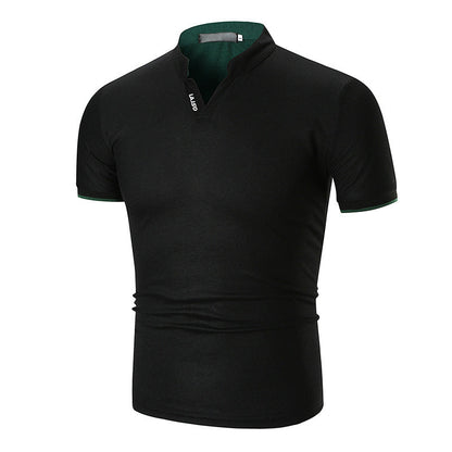 Herren Kurzarmhemd Modern Slim Fit Kontrast Kragen