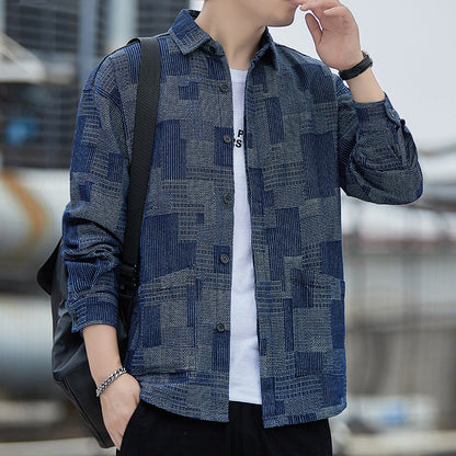 Herren Langarmhemd Modern Grafisches Muster Berlin Style