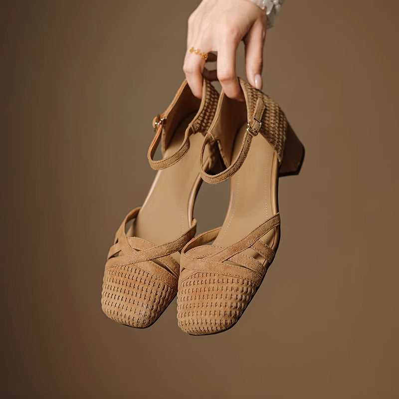 Damen Ballerinas Elegante geflochtene Schuhe mit verstellbarem Riemen - BerlinGlamour