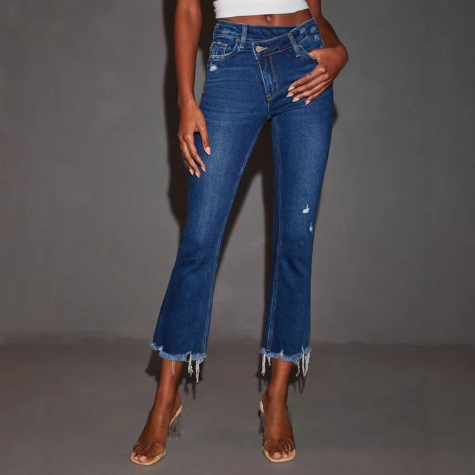 Damjeans Bootcut Trendfransen Waschung - BerlinGlamour