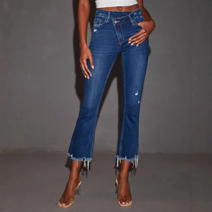Damjeans Bootcut Trendfransen Waschung - BerlinGlamour