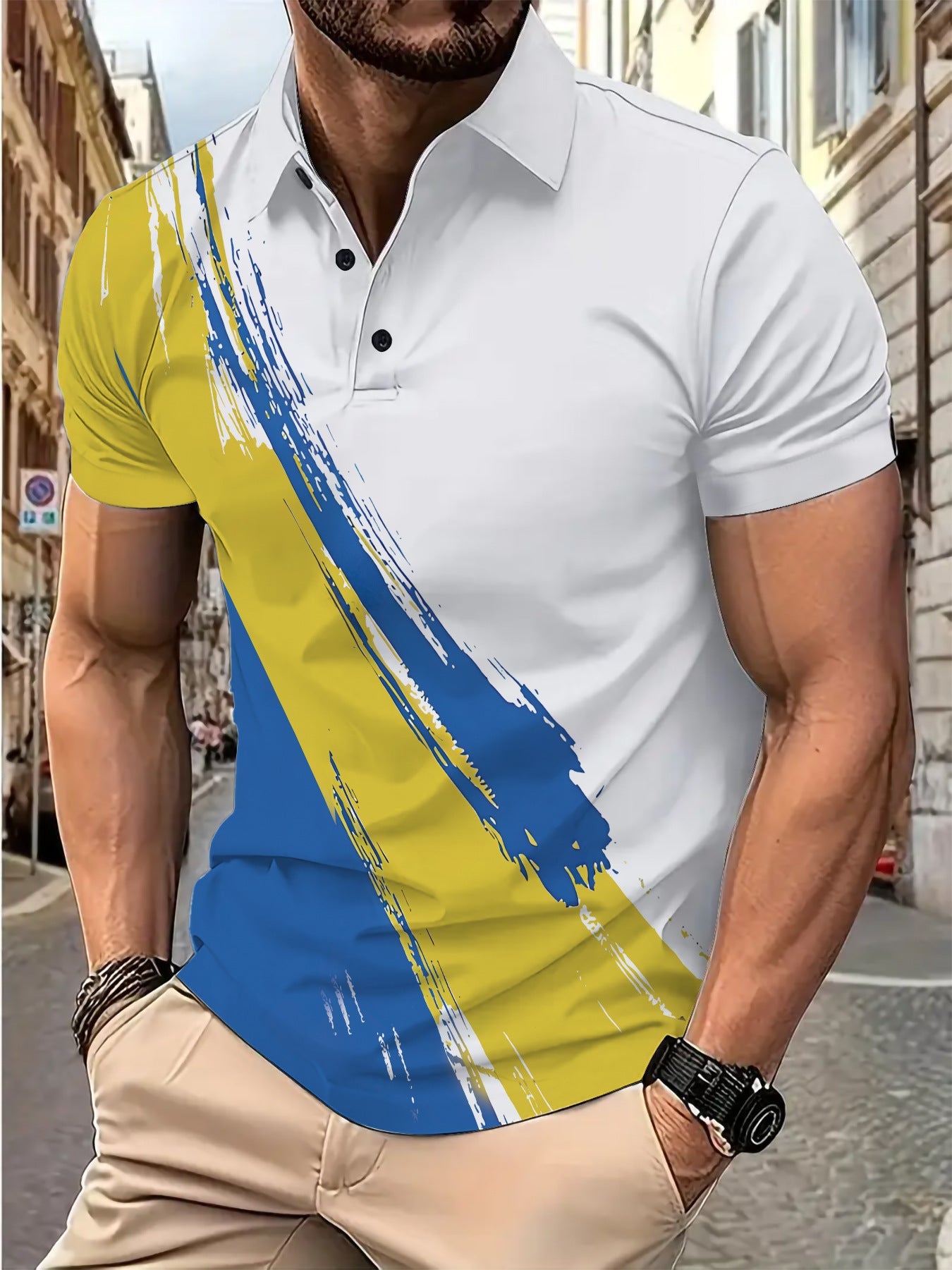 Herren Poloshirt Farbverlauf Modern Trendig