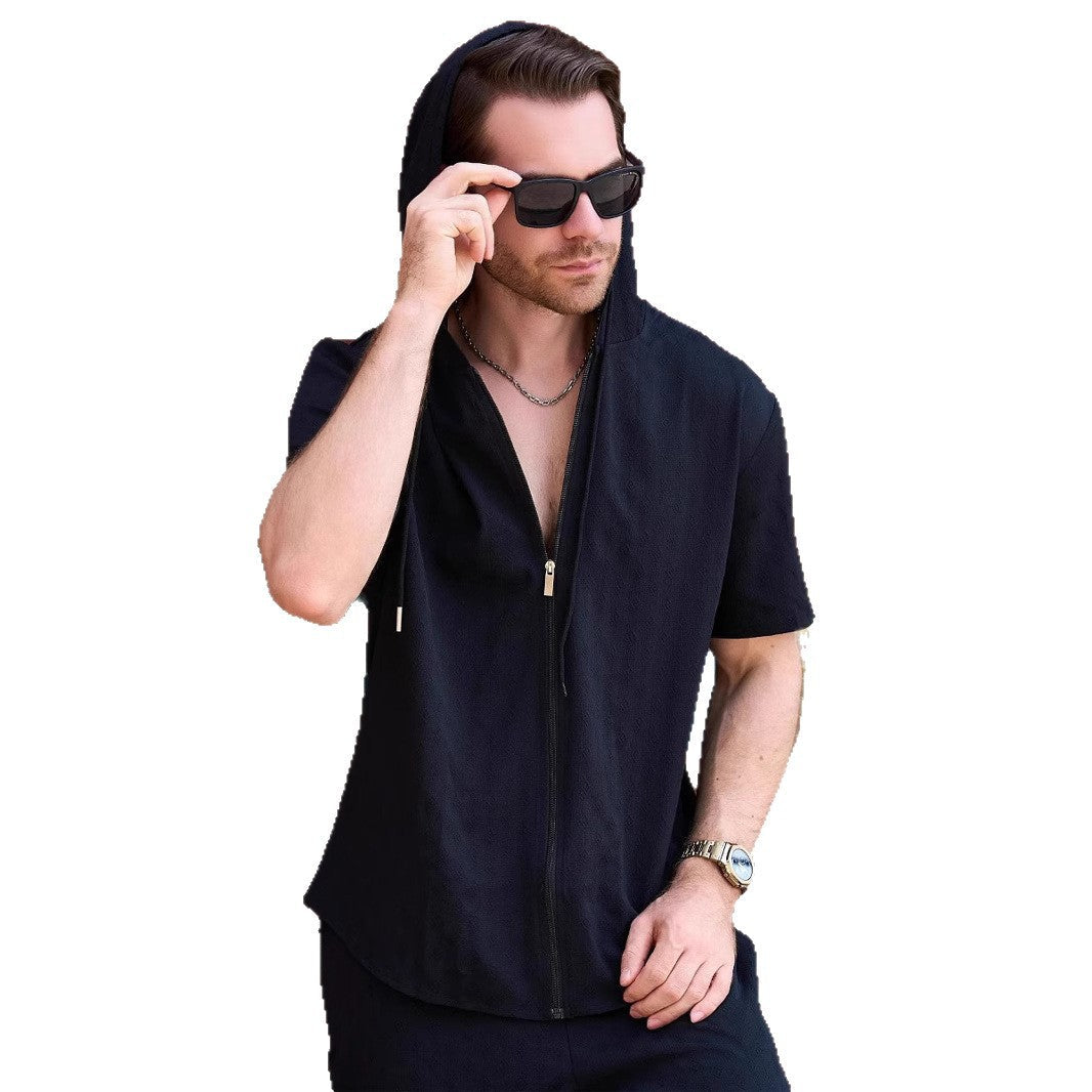 Herren Kapuzenpullover Modern Reißverschluss Strukturiert