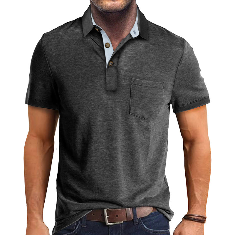 Herren Polo-Shirt Modern Kragen Brusttasche Slim Fit