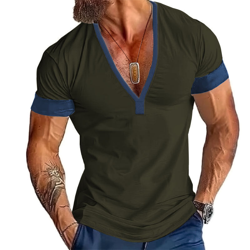 Herren T-Shirt V-Ausschnitt Modern Trendy